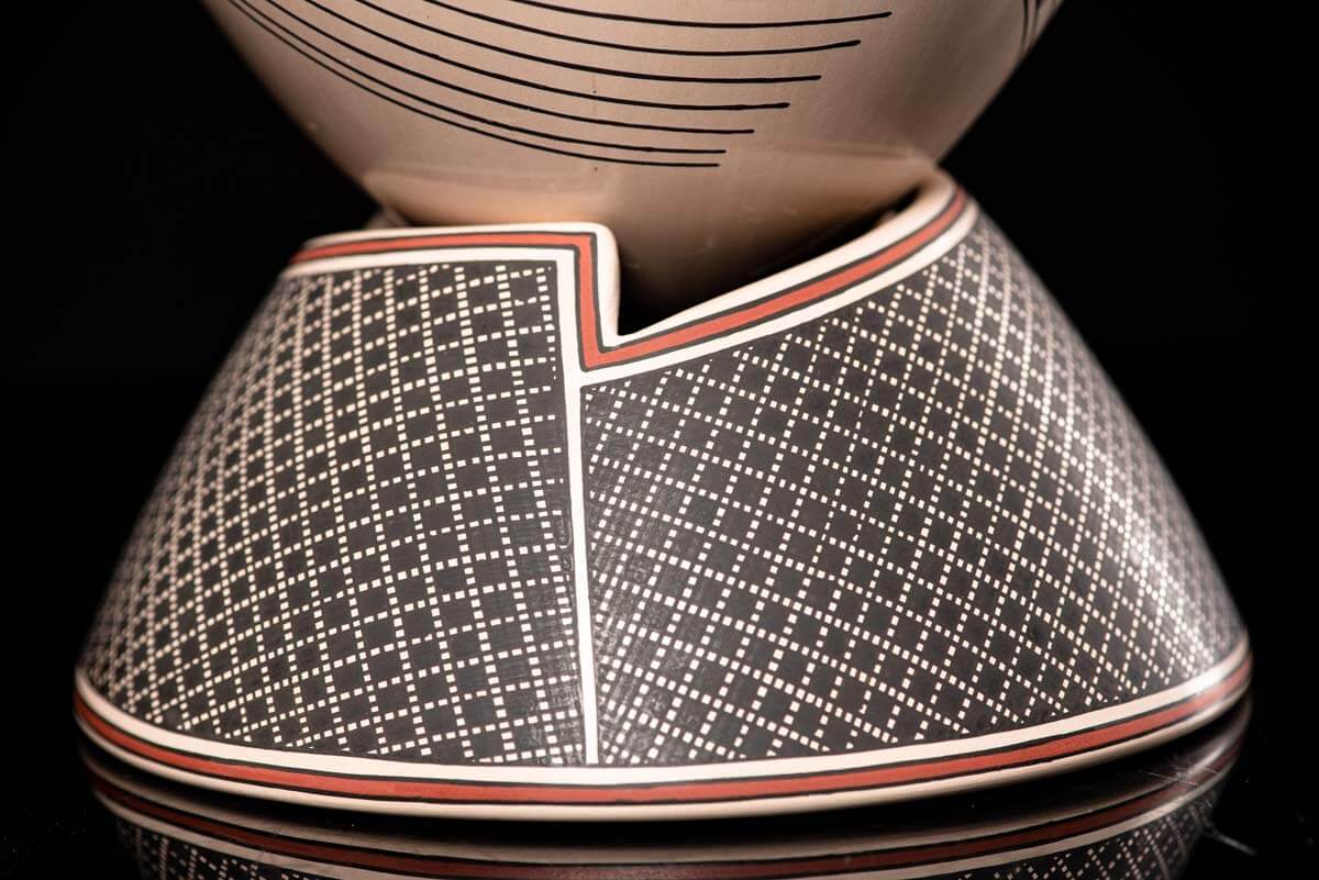 Mata Ortiz Ceramic Pot Black and Orange Mexican Folk Art
