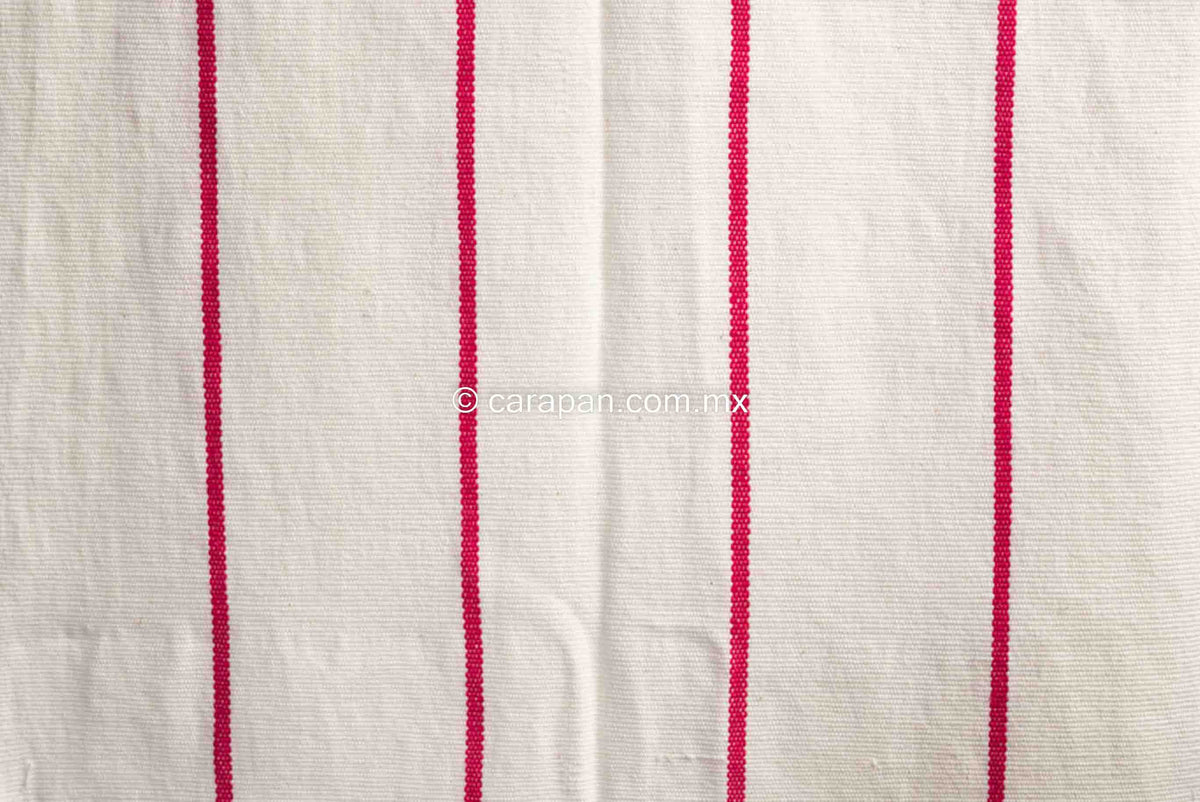 Mexican Rebozo White Shawl w Red Stripes Back Strap Loomed Indigenous Textile