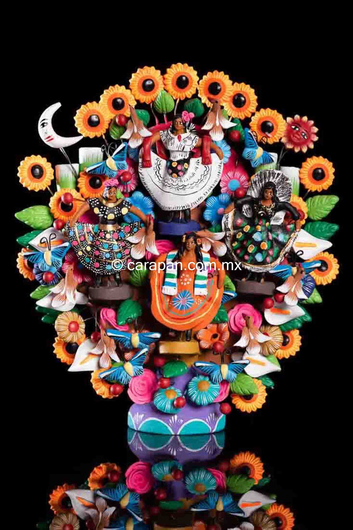 Clay tree of life from Metepec Mexico