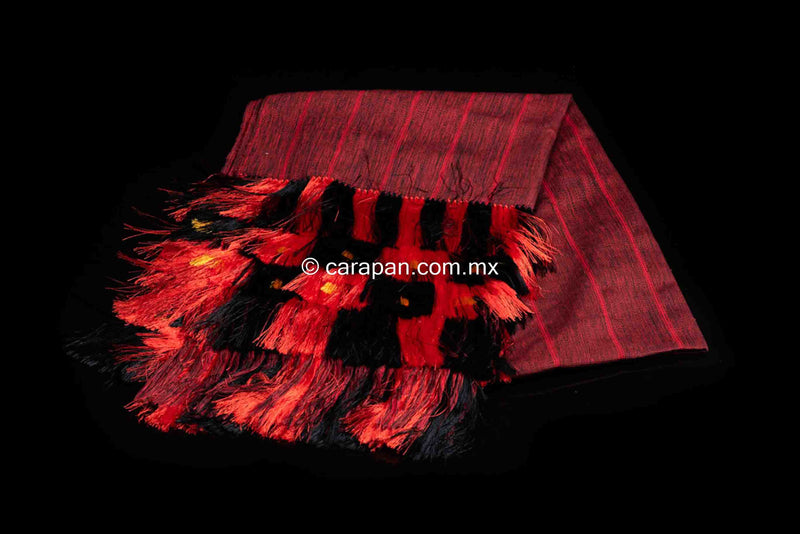 Black & Red Shawl Fine Mexican Indigenous Textile