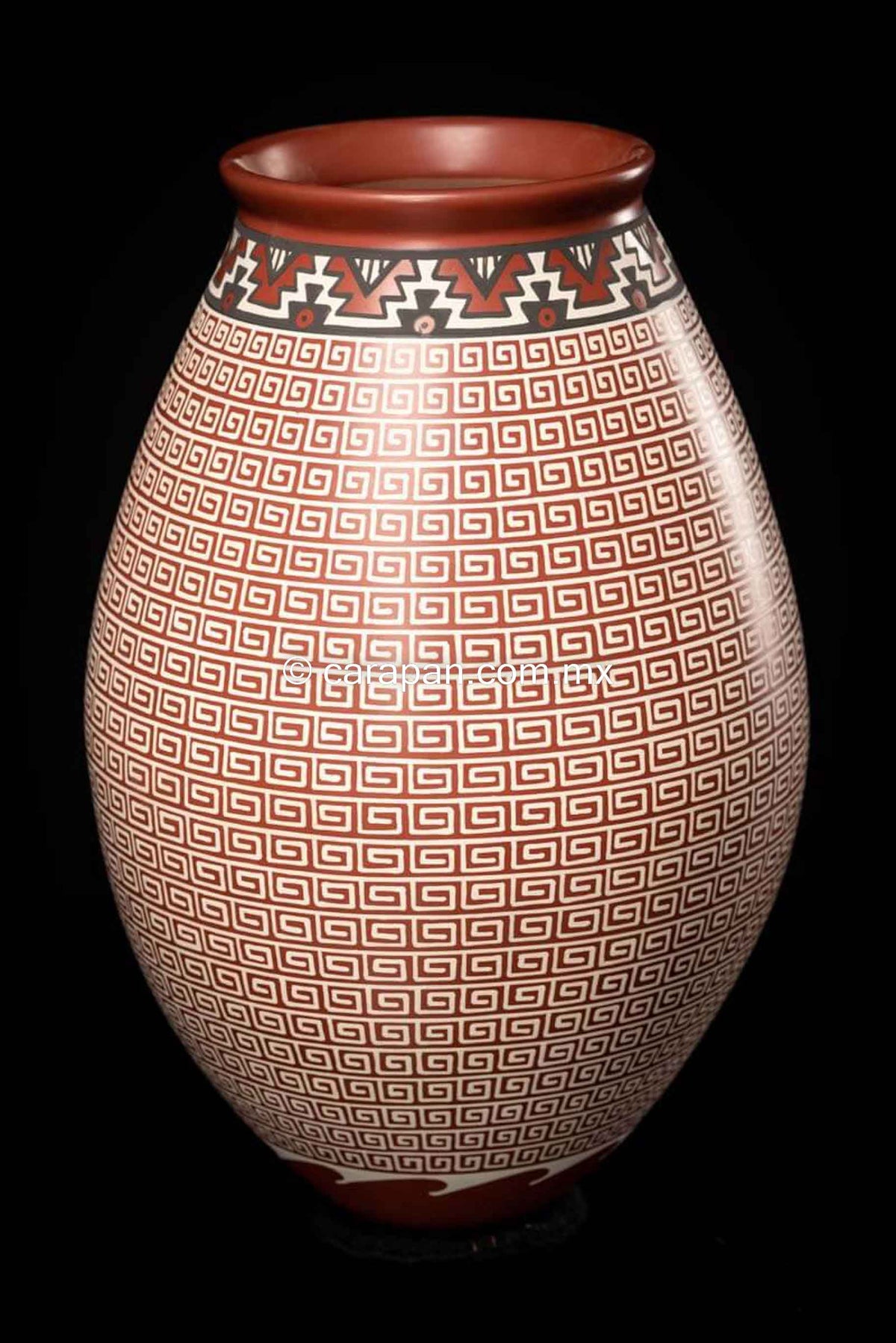 Mata ortiz Pot orange Background beige Pattern