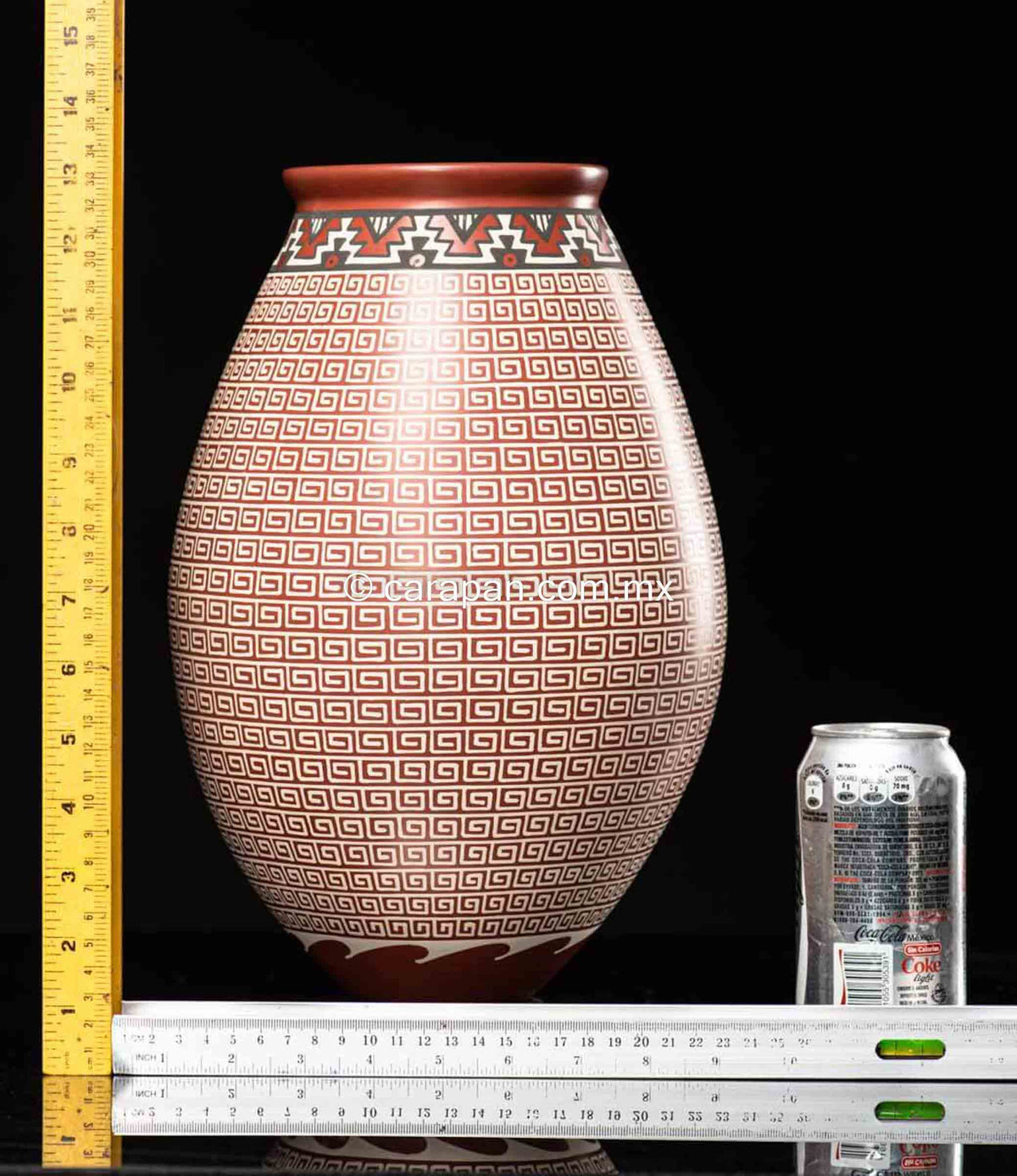 Mata ortiz Pot orange Background beige Pattern