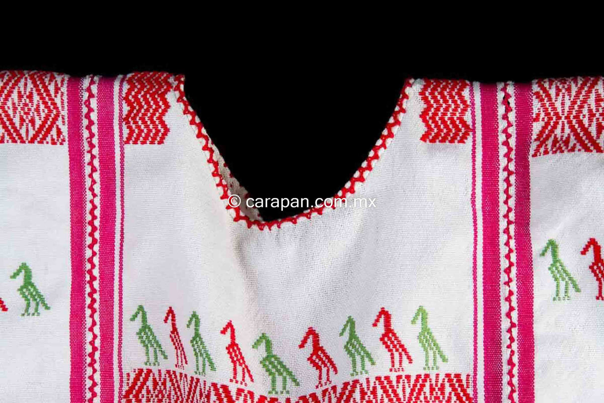 Mexican Indigenous Textile Huipil with Mexicos Flag Colors Green, Red and White
