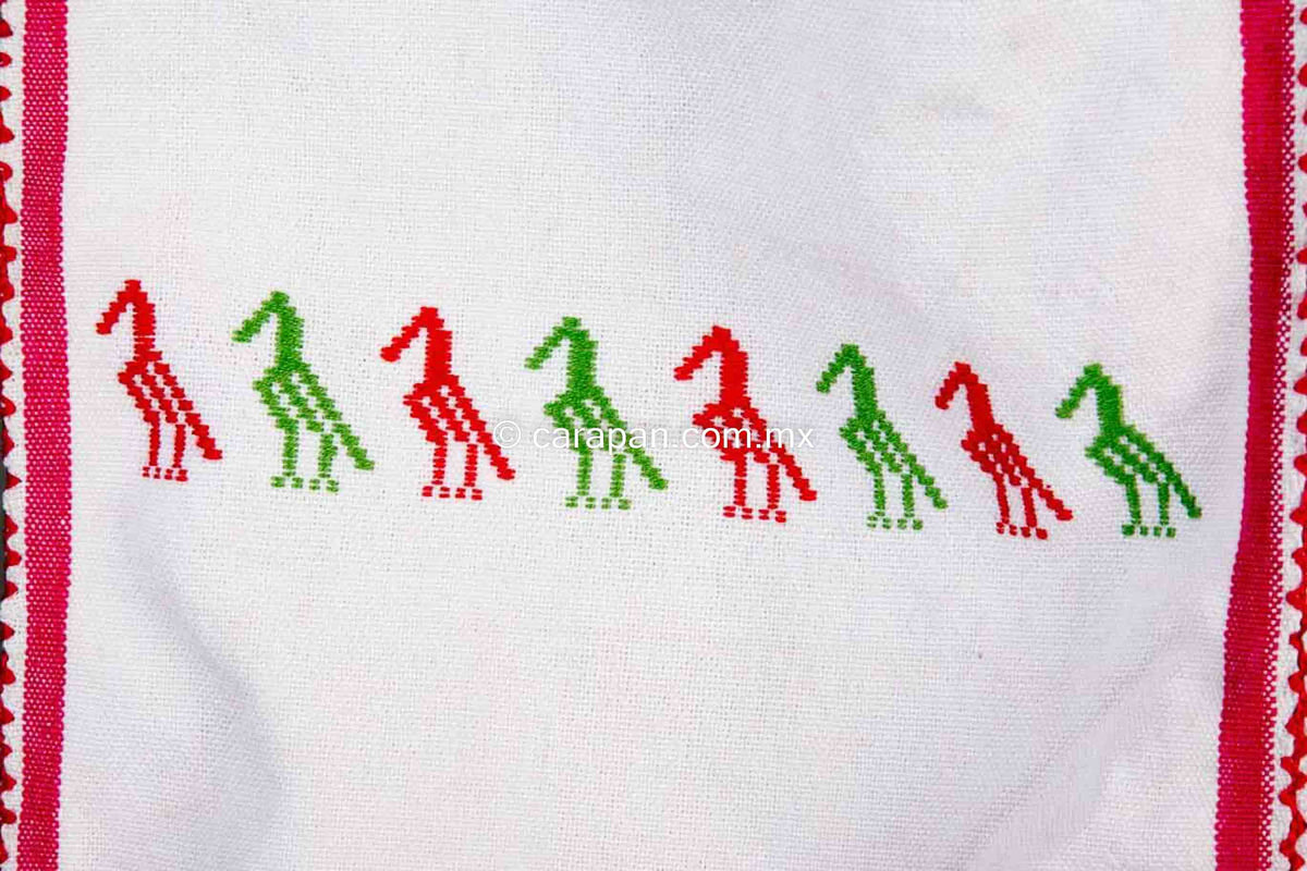 Mexican Indigenous Textile Huipil with Mexicos Flag Colors Green, Red and White