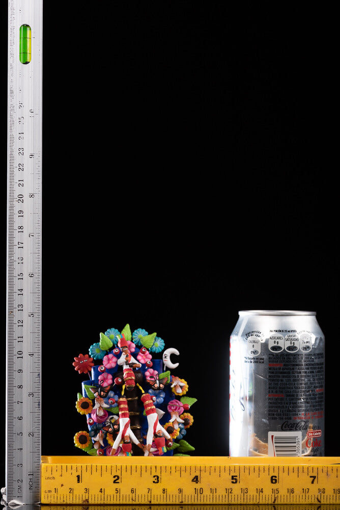 Miniature Papantla Voladores Dance Clay Tree of life Mexican Folk Art