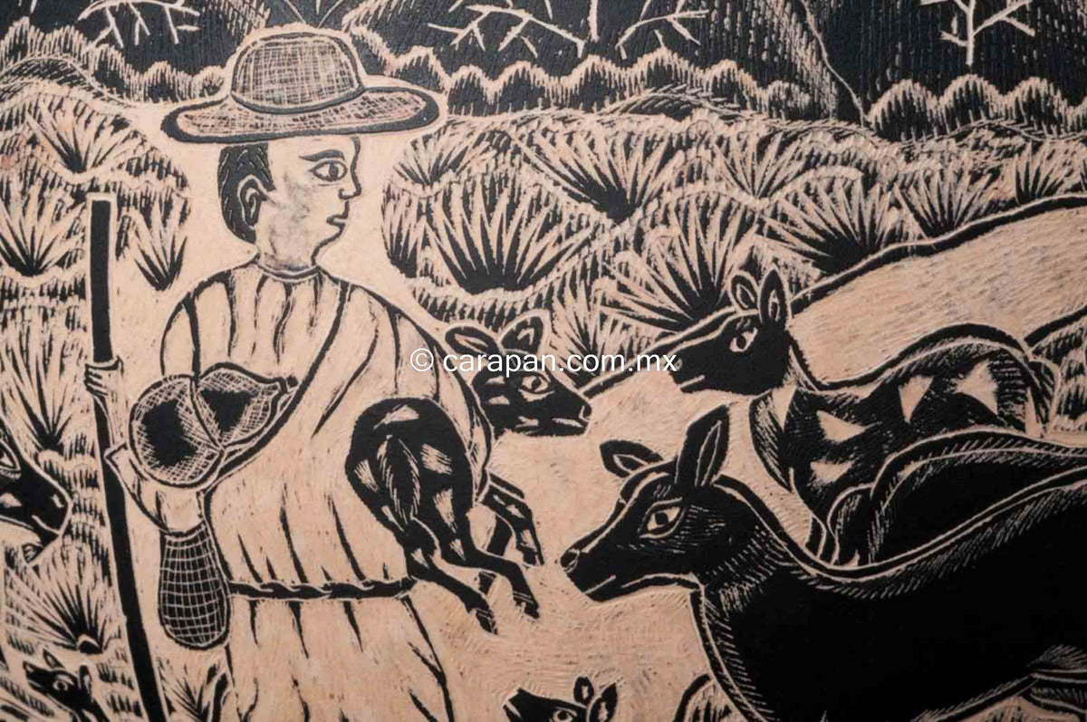 Oaxacan Etched Gourd with Portrait of President Benito Juarez