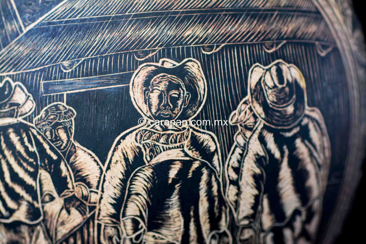 Etched gourd from Oaxaca Mexico