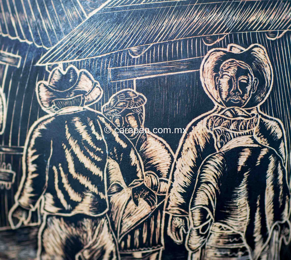 Etched gourd from Oaxaca Mexico