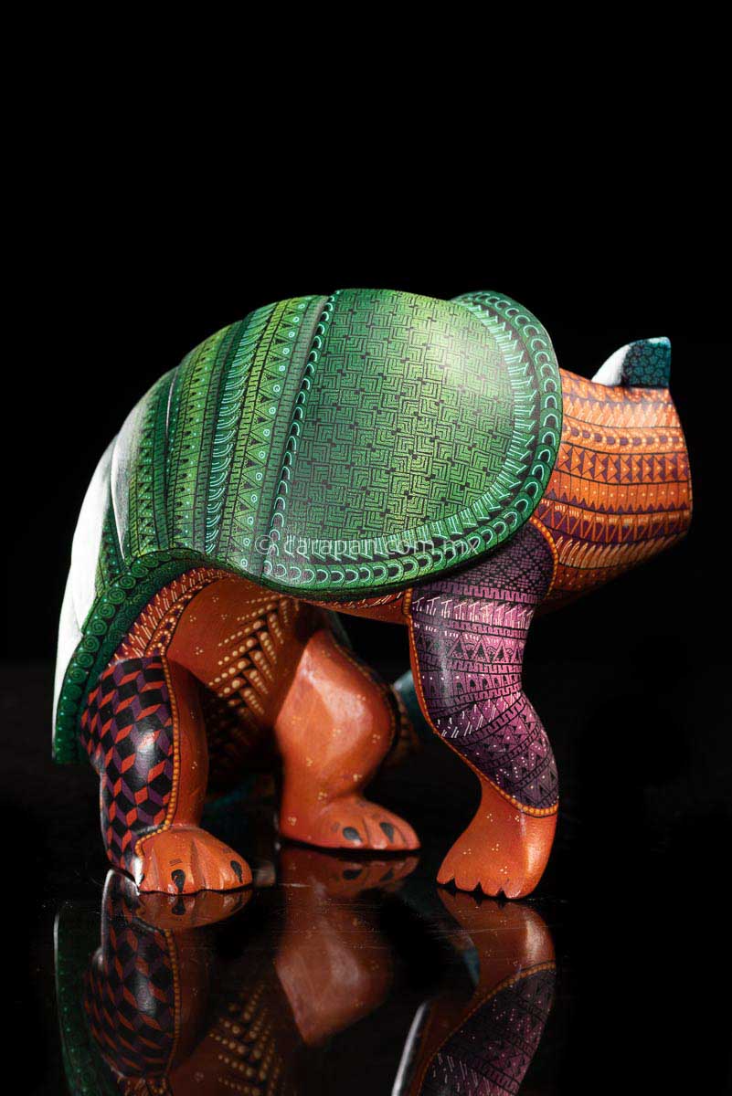 Owl Armadillo fusion Alebrije Oaxacan Wood Carving by Mexican Artist