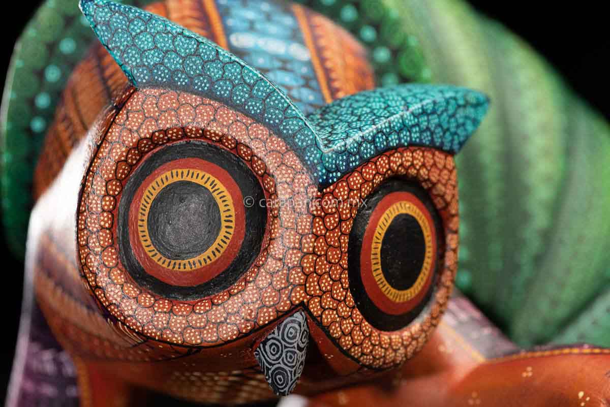 Owl Armadillo fusion Alebrije Oaxacan Wood Carving by Mexican Artist