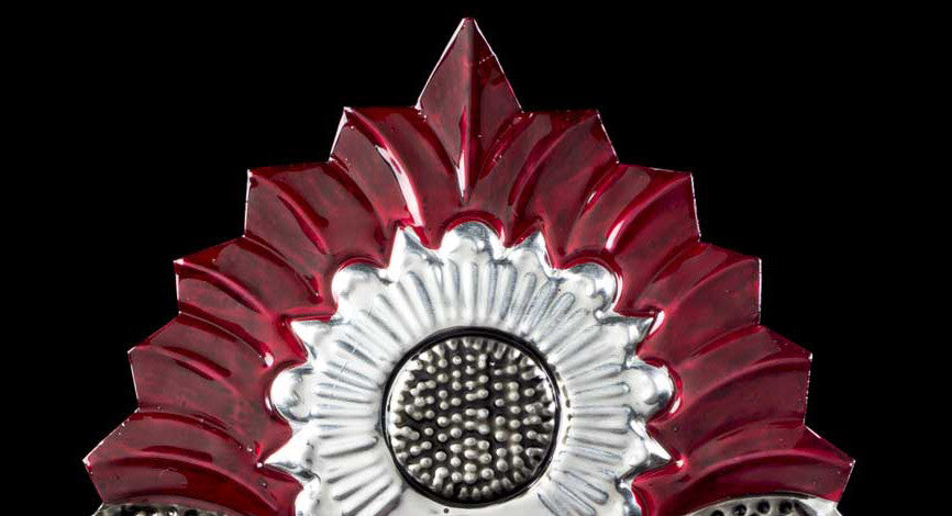 Tin Sacred Heart Mirror With Flower Medium Size