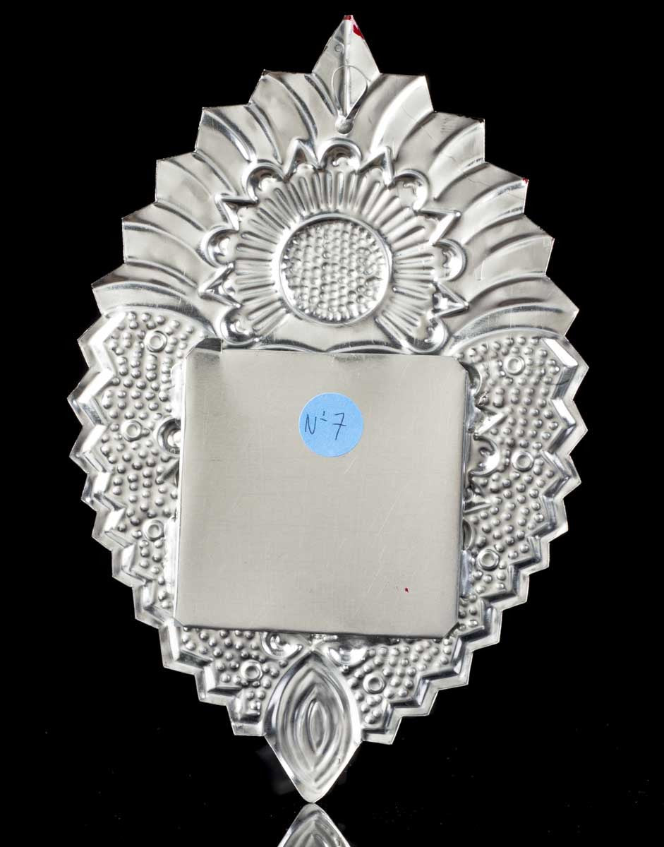 Tin Sacred Heart Mirror With Flower Medium Size