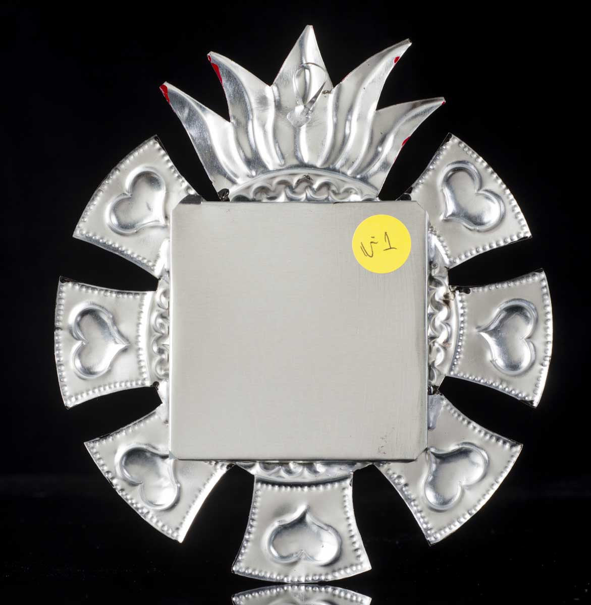 Mexican Tin Mirror Sacred Heart for Wall Hanging Oaxacan Folk Art