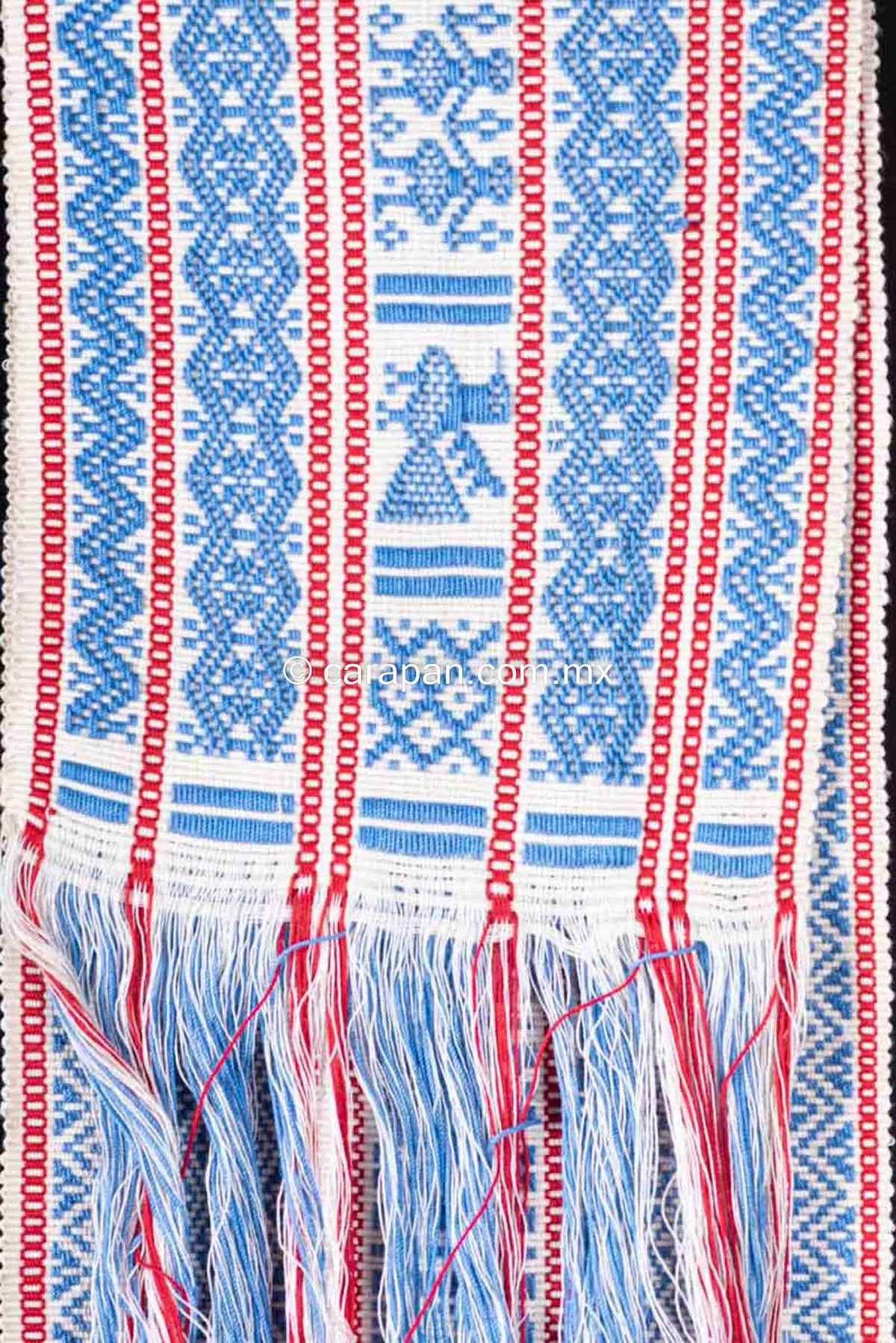 Purepecha Indigenous Belt Award Winning Textile Art Back Strap Loomed Close Up Pattern