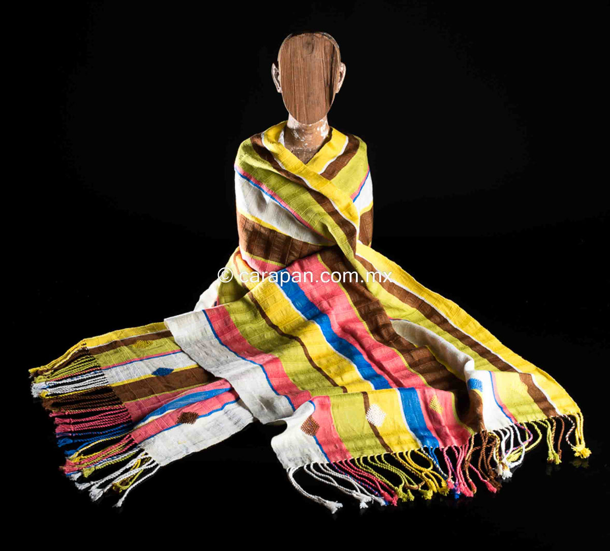 Striped rebozo shawl from Chiapas Mexico