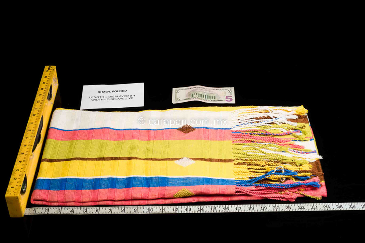 Striped rebozo shawl from Chiapas Mexico
