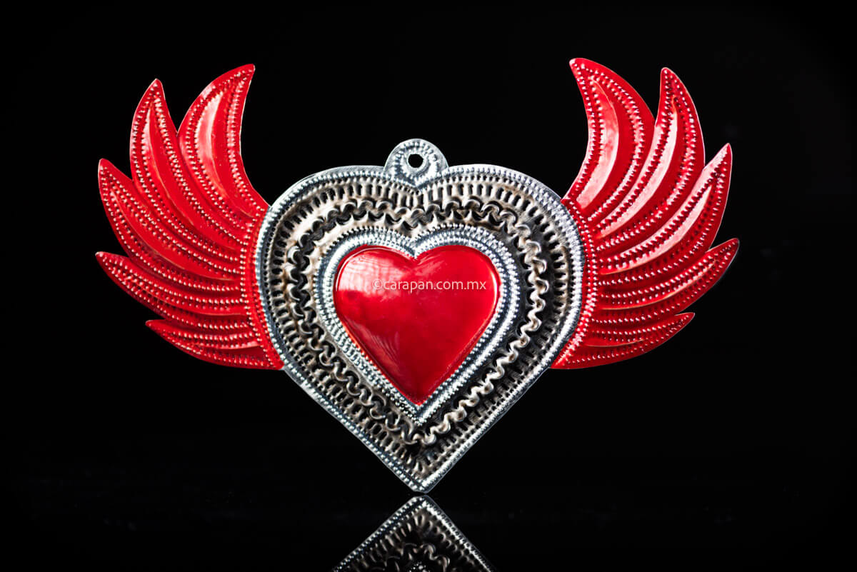 Oaxacan Chiseled Tin Art Heart Mexican Folk Art