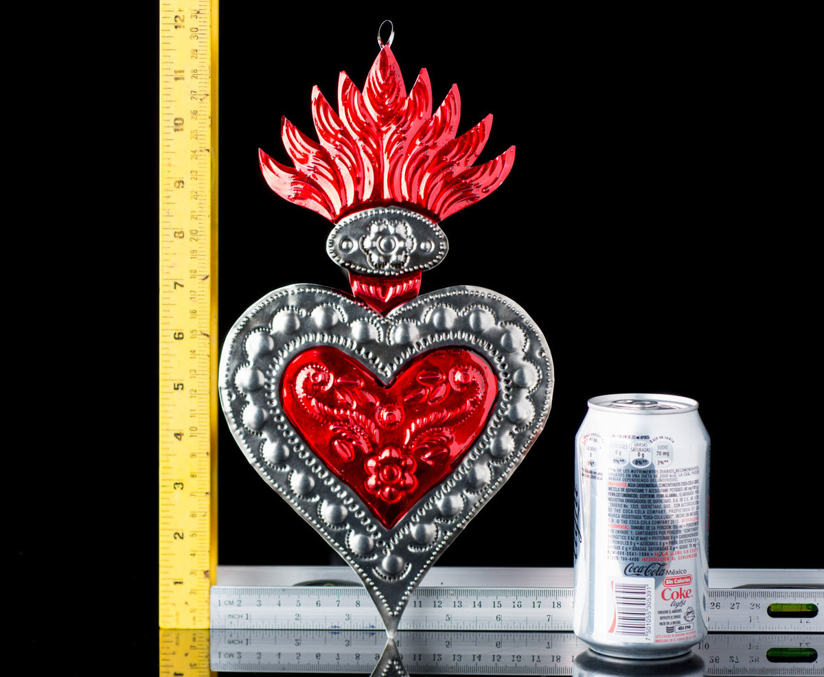 Oaxacan Chiseled Tin Art Heart Mexican Folk Art