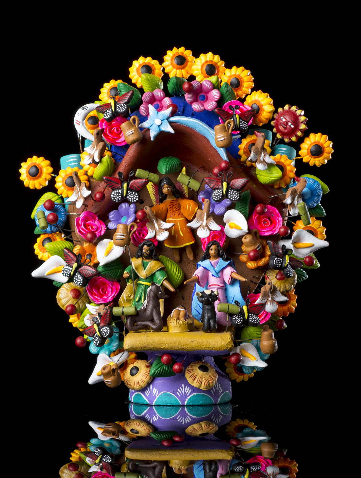 Clay tree of life from Metepec Mexico