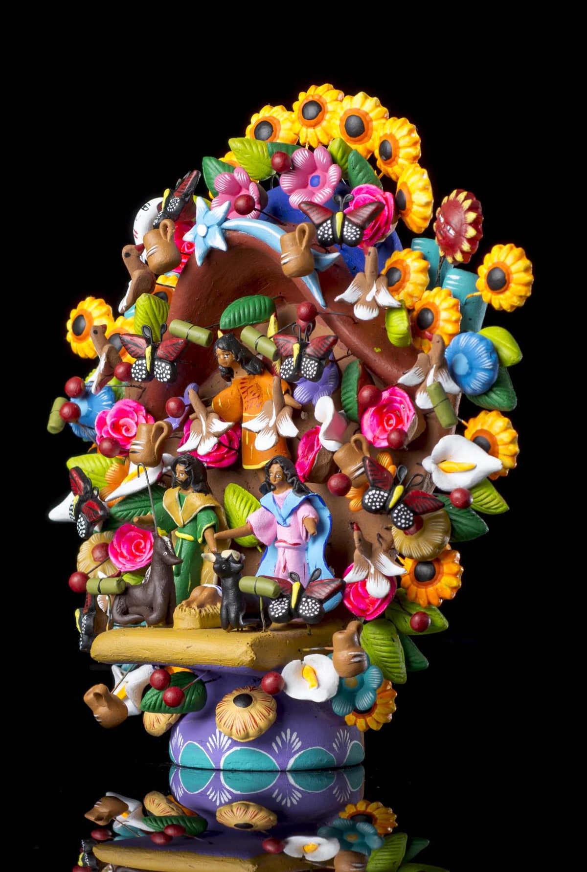 Clay tree of life from Metepec Mexico