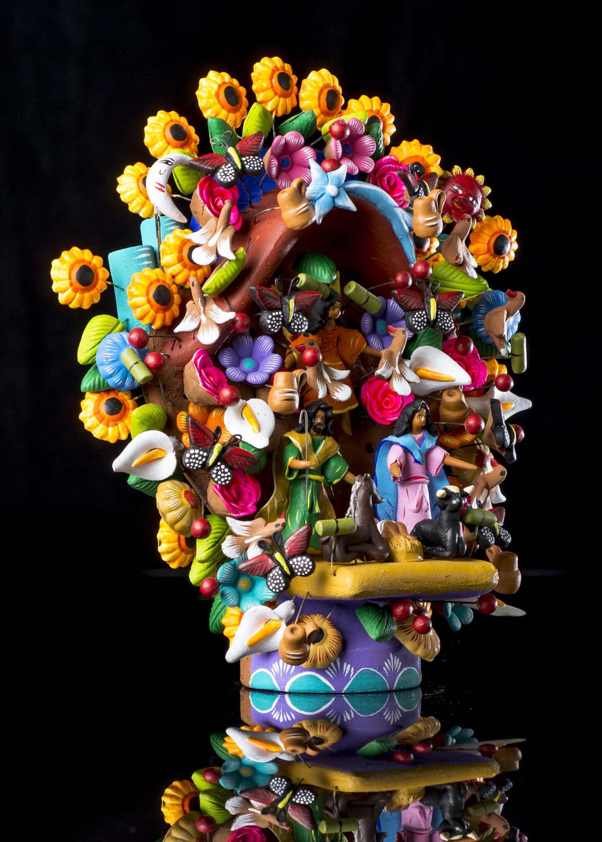 Clay tree of life from Metepec Mexico