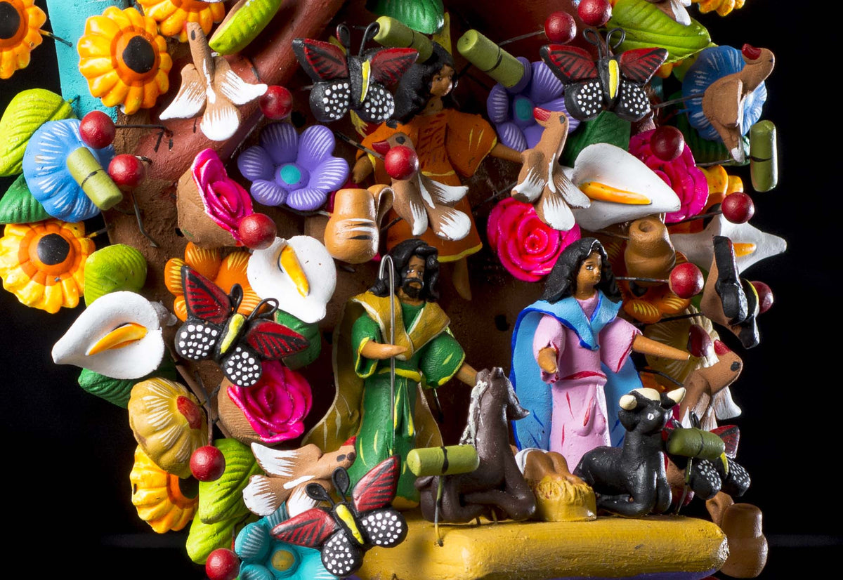 Clay tree of life from Metepec Mexico