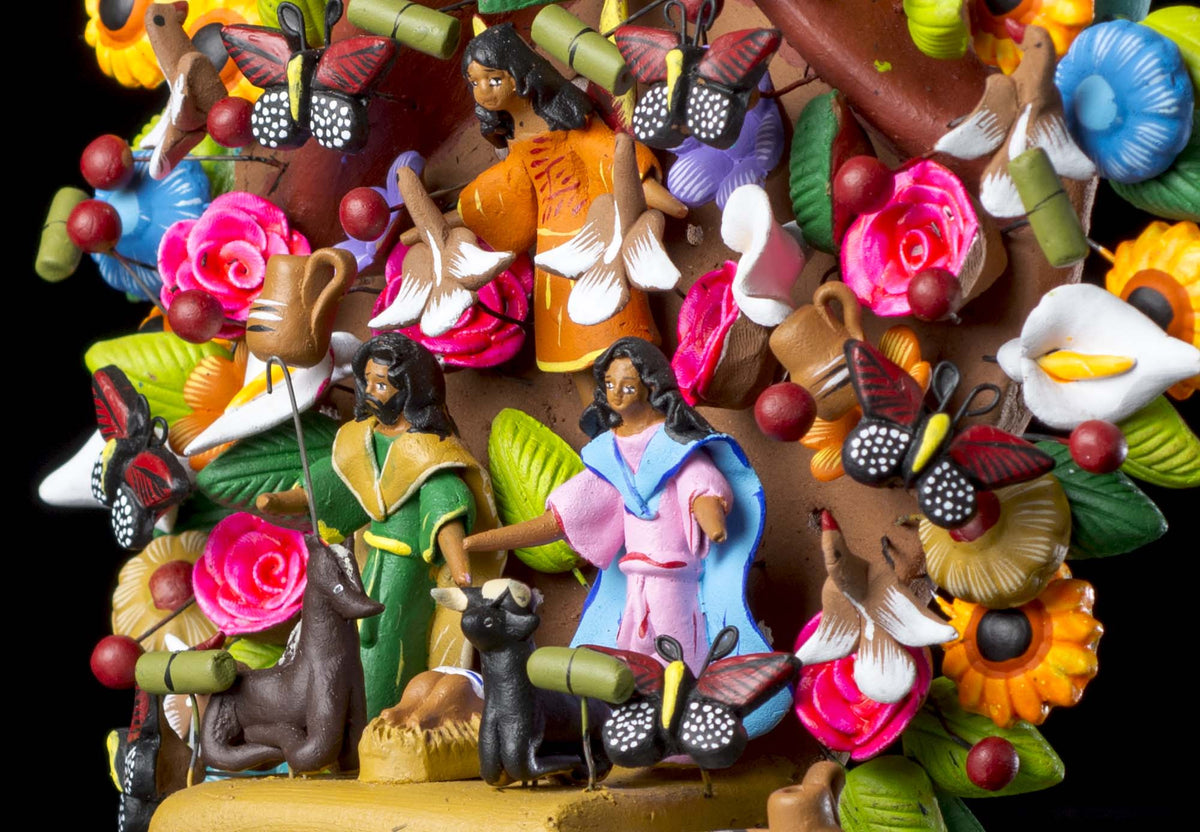 Clay tree of life from Metepec Mexico