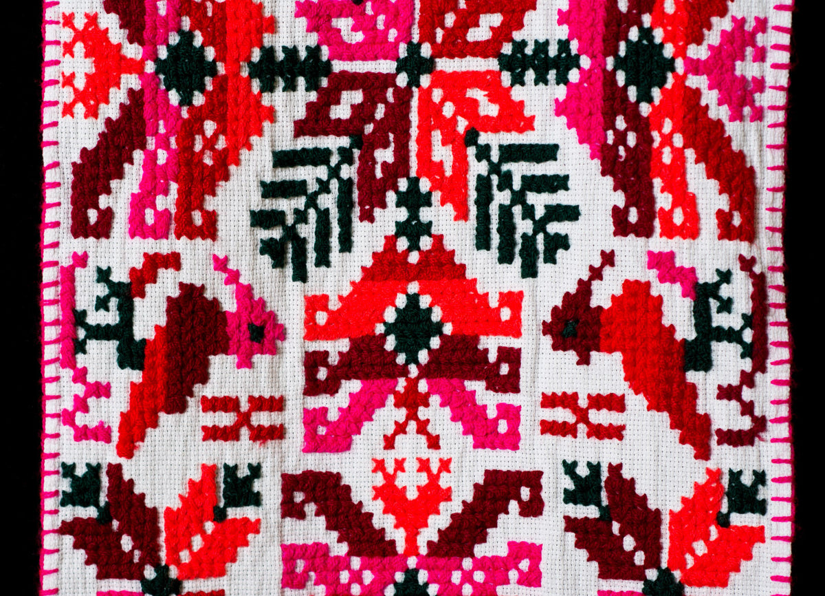 Embroidered Runner With Geometric Figures by Teenek Indigenous People