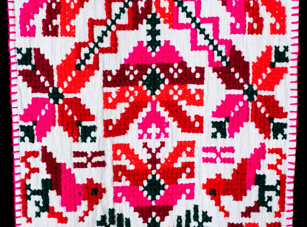 Embroidered Runner With Geometric Figures by Teenek Indigenous People