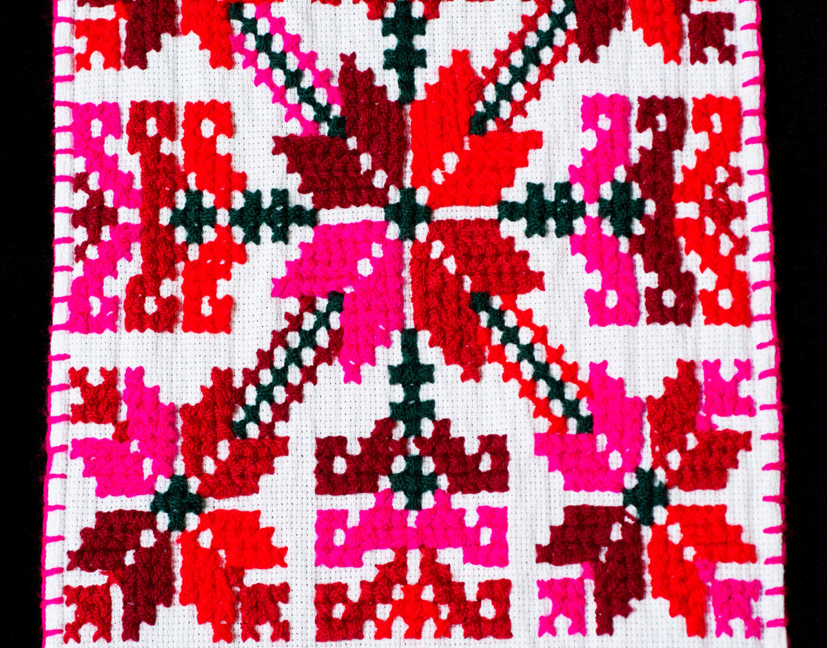 Embroidered Teenek Indigenous Textile Table Runner with Birds