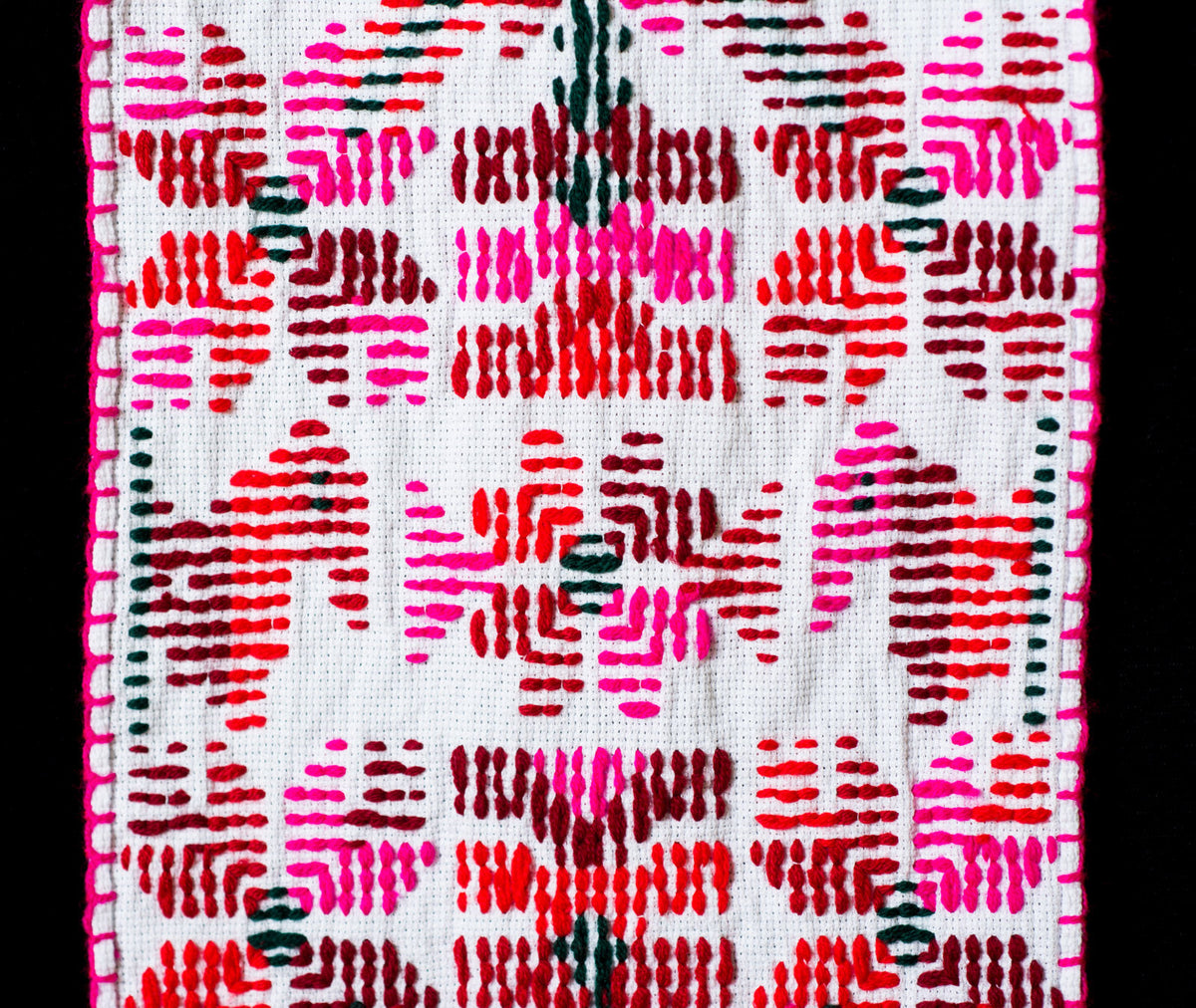 Embroidered Teenek Indigenous Textile Table Runner with Birds