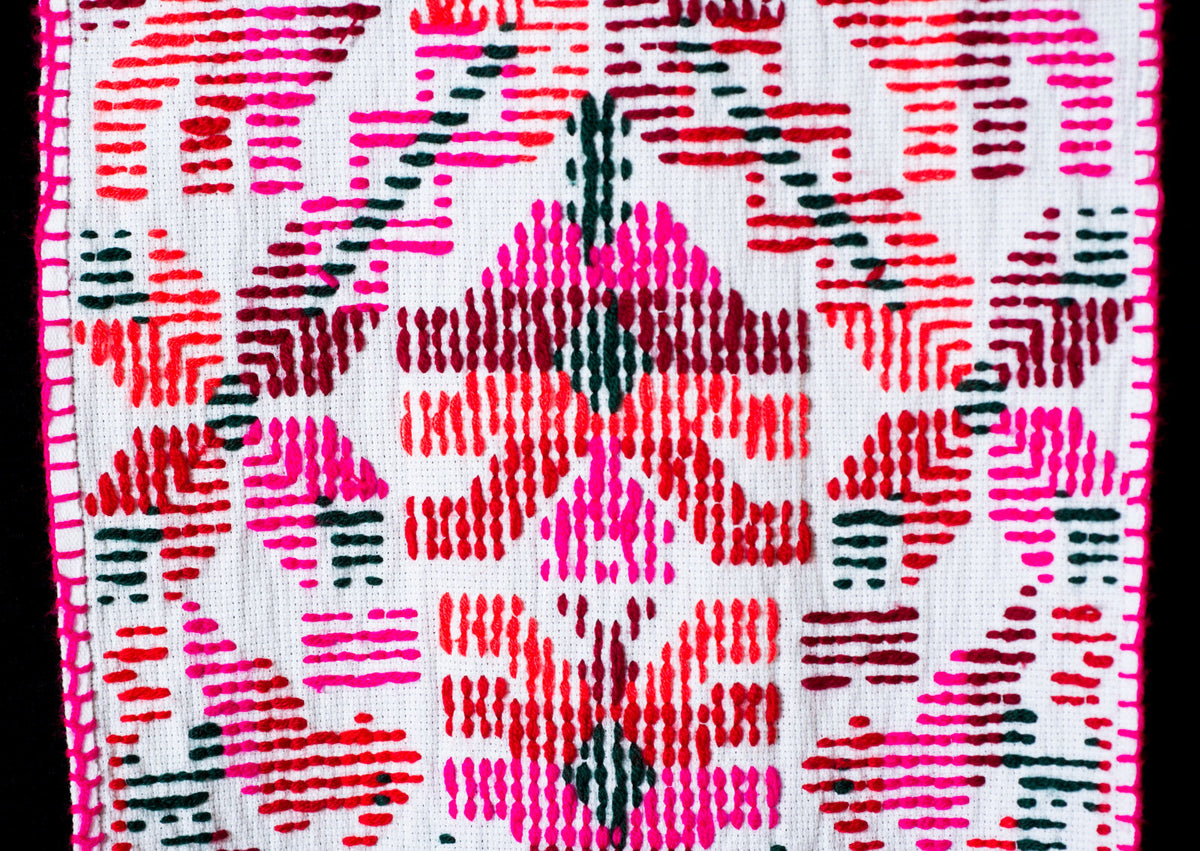 Embroidered Runner With Geometric Figures by Teenek Indigenous People