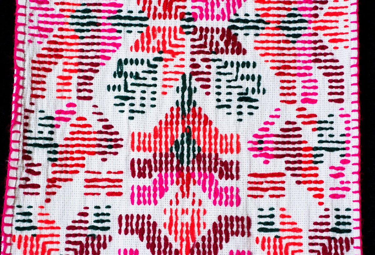 Embroidered Runner With Geometric Figures by Teenek Indigenous People