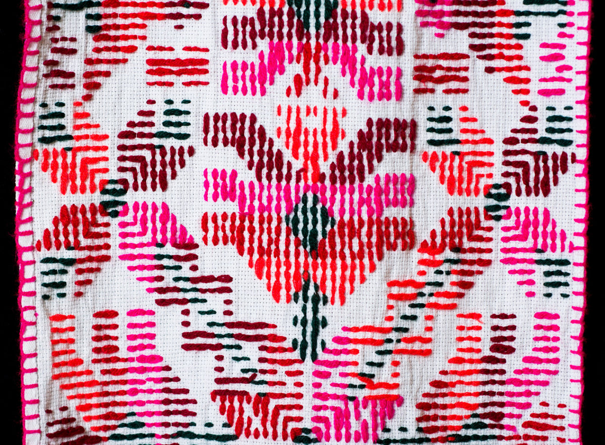 Embroidered Runner With Geometric Figures by Teenek Indigenous People