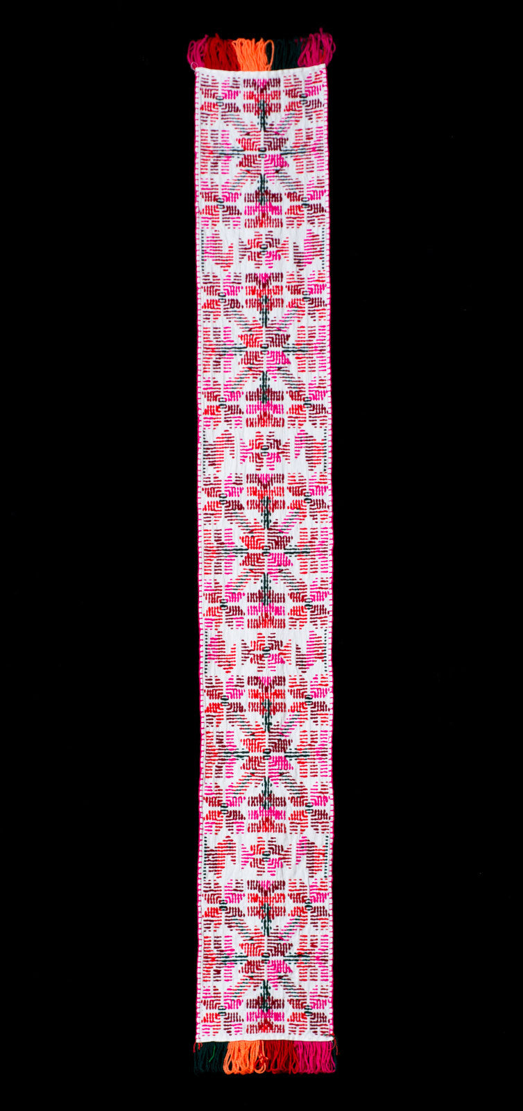 Embroidered Teenek Indigenous Textile Table Runner with Birds