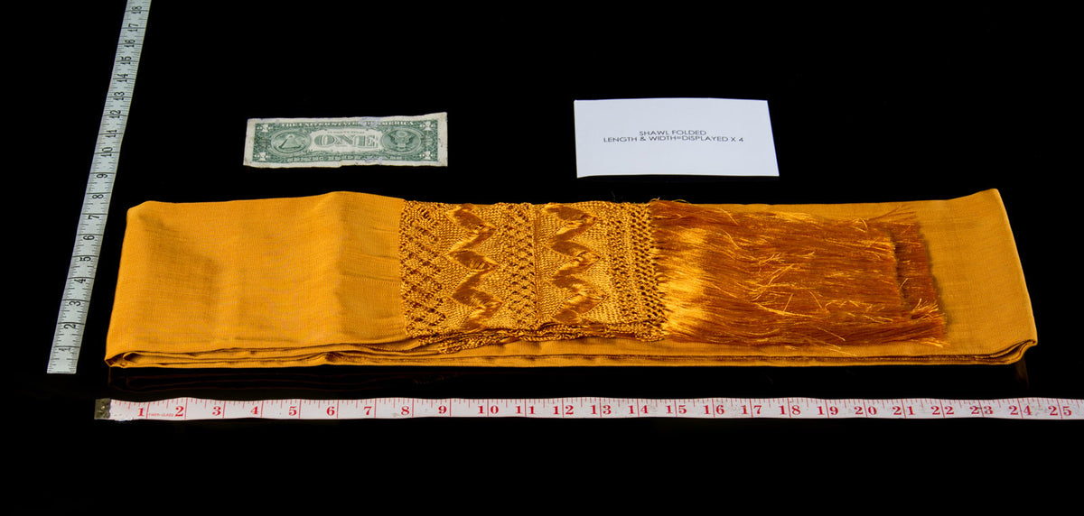 Golden rebozo shawl from Santa Maria Mexico silk texture