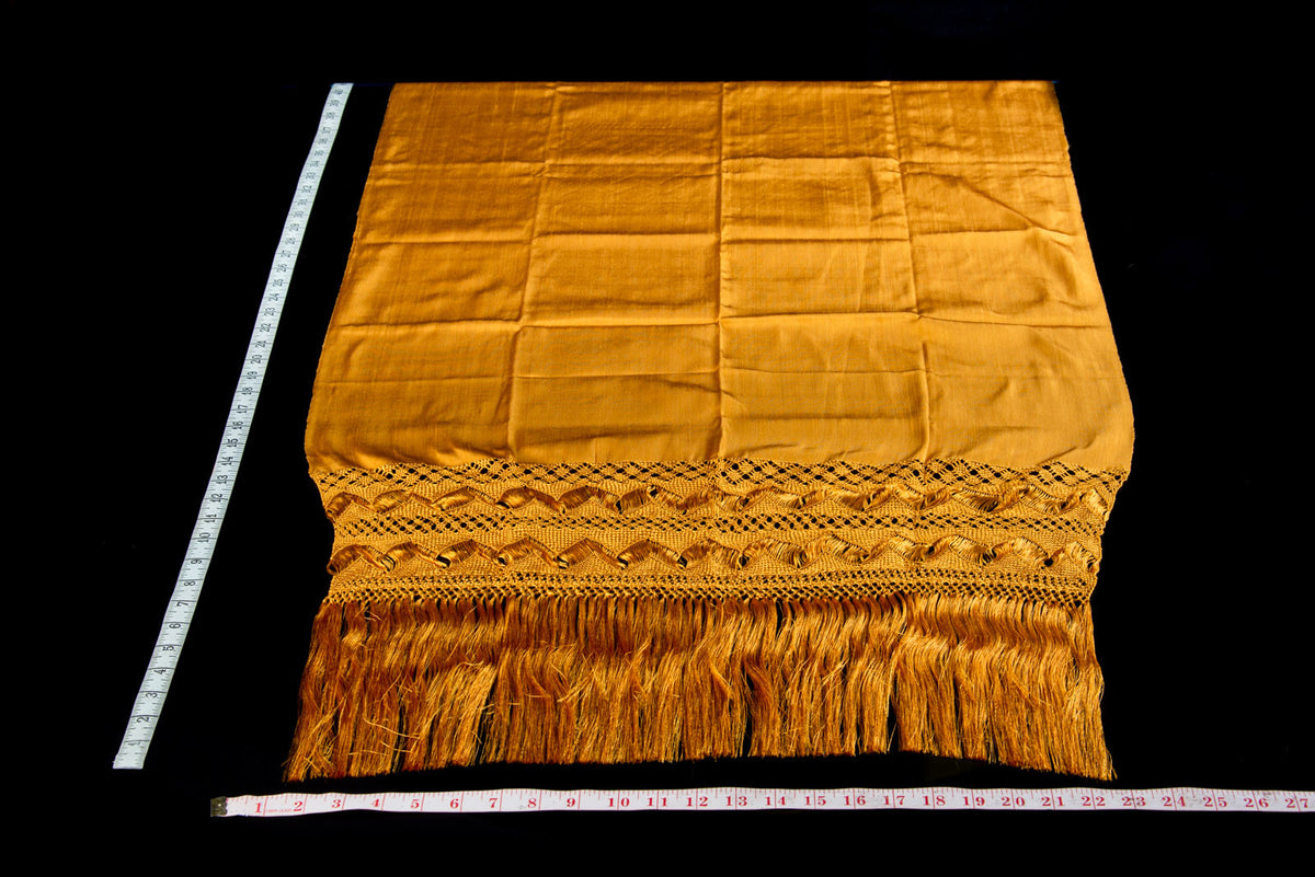 Golden rebozo shawl from Santa Maria Mexico silk texture