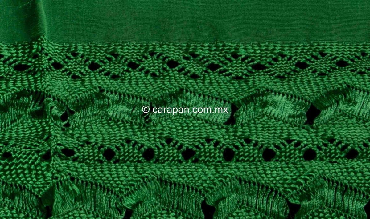 Green rebozo shawl from Santa Maria Mexico silk texture
