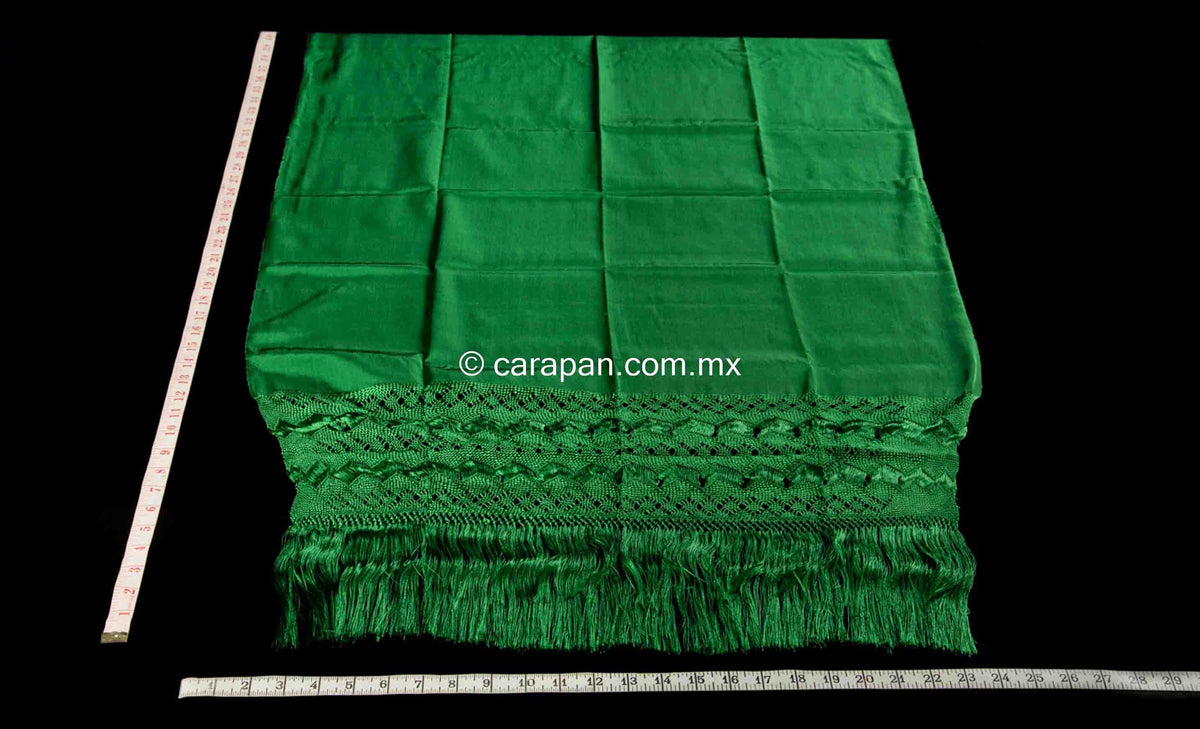 Green rebozo shawl from Santa Maria Mexico silk texture