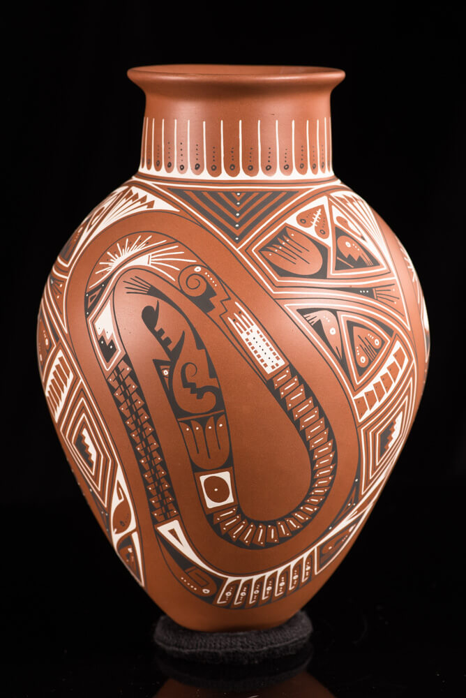 Mata Ortiz Ceramic Pot with Snake Fine Mexican Ceramic