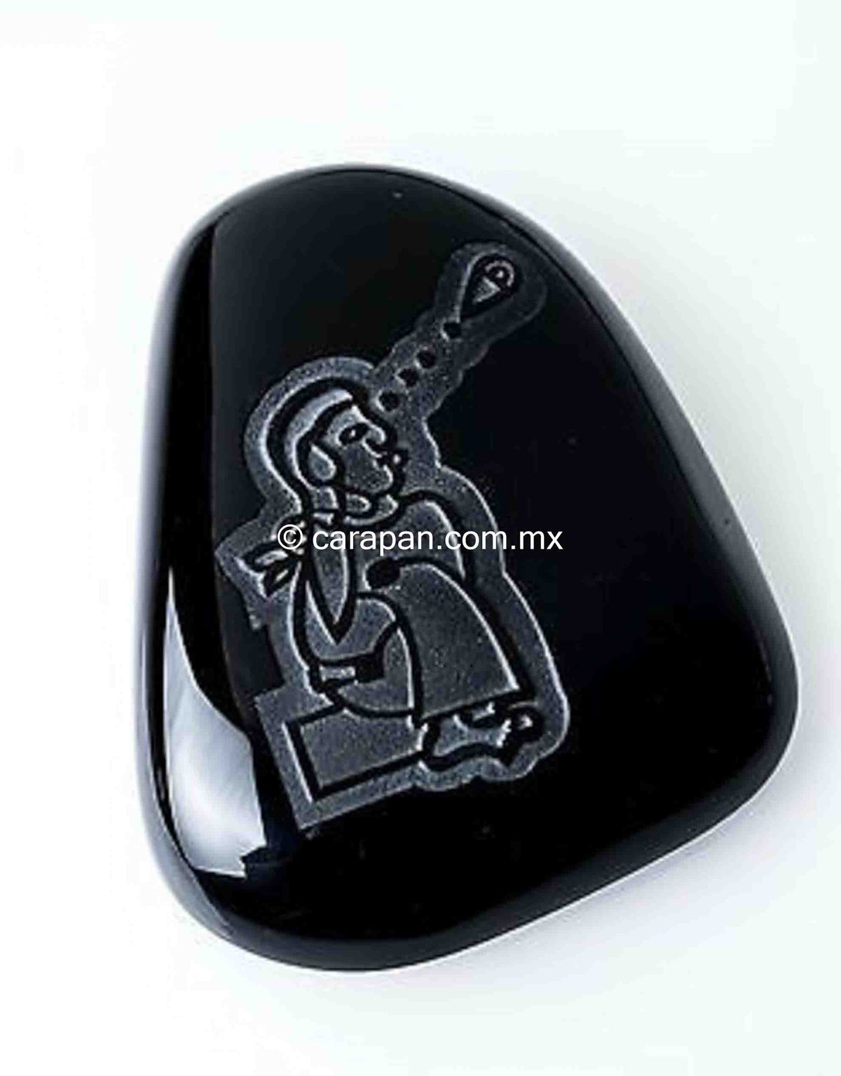 Aztec Man Talking Engraved on Polished Obsidian Mexican Folk Art