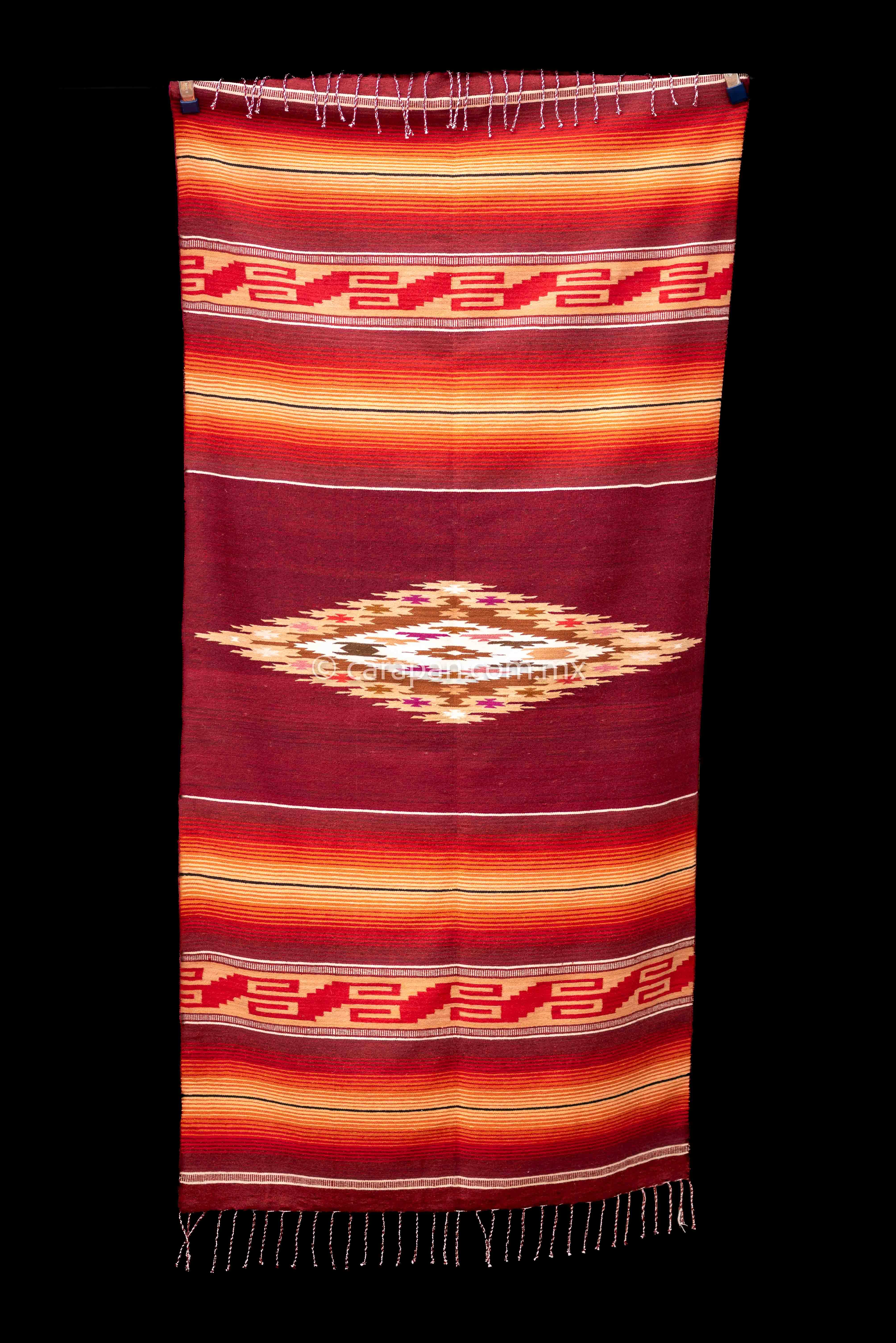 Red Mexican Saltillo Sarape Dyed with Natural Pigments CARAPAN MEXICAN ART GALLERY SINCE 1950