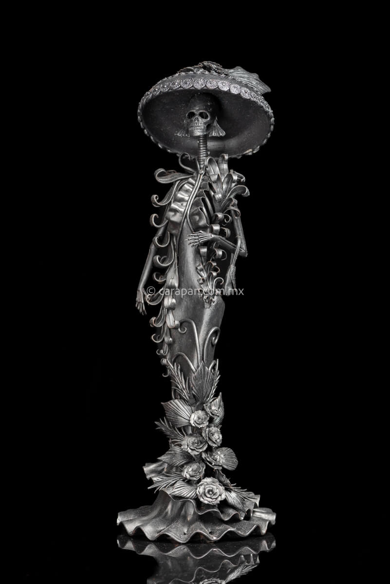 Catrina Day of the dead Sculpture in Black Diego Rivera Style