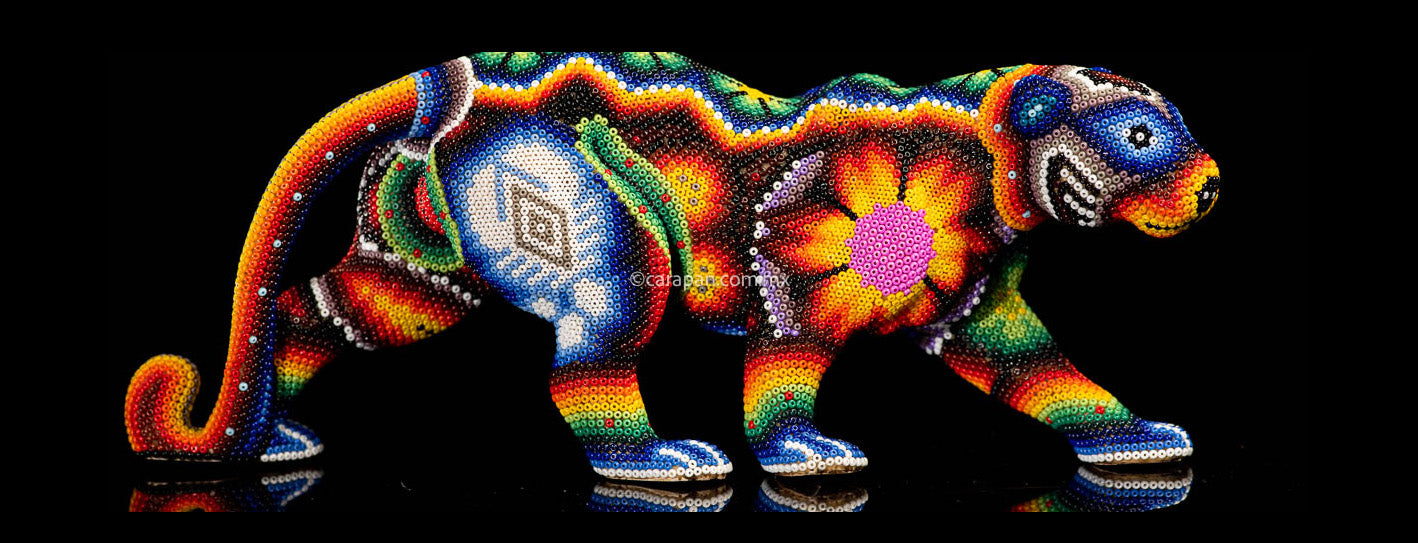 Huichol Beaded Art Jaguar