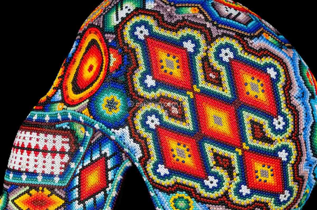 Huichol Hand Made Beaded Skull  Mexican Folk Art Sculpture 