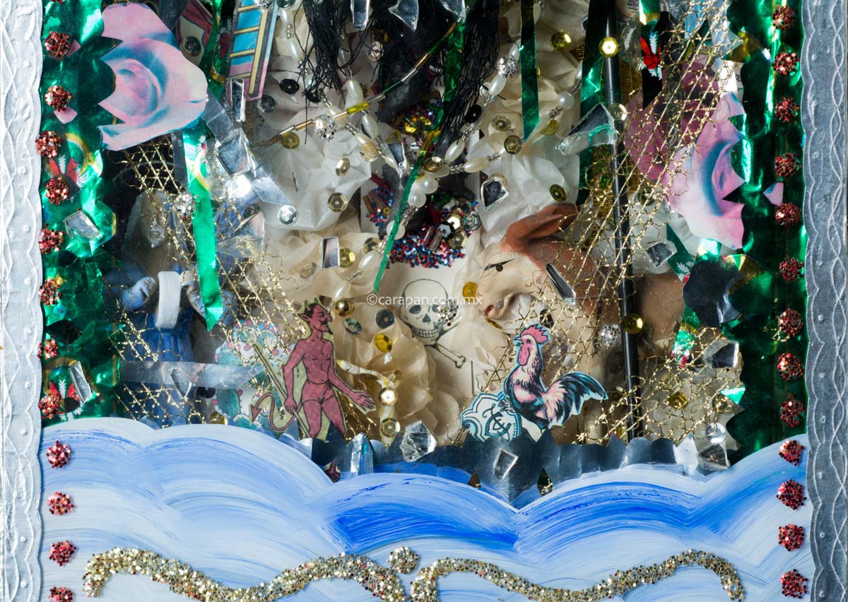 Diorama Black Christ by Mexican Artist A.Torres Kitsch Art