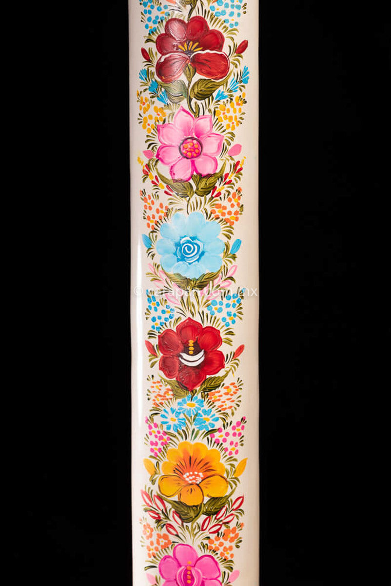 Lacuqered Wood Cross with Flowers Olinala Mexico