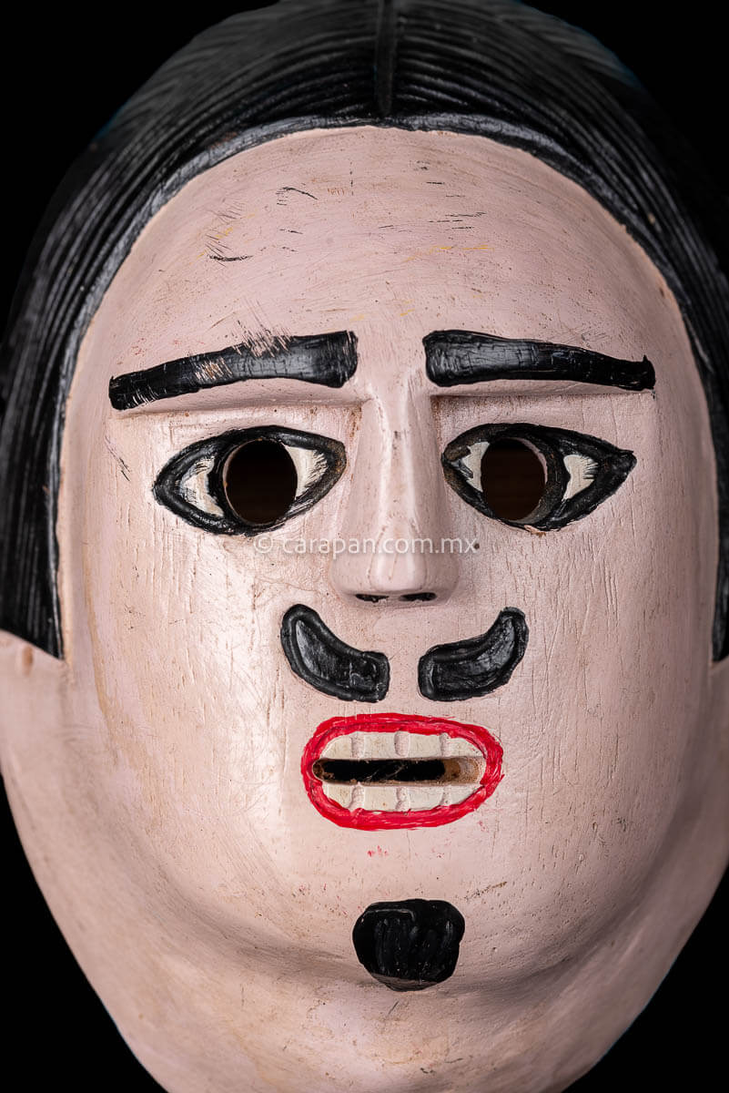 Vintage Mexican Mask of Male Character with Moustache