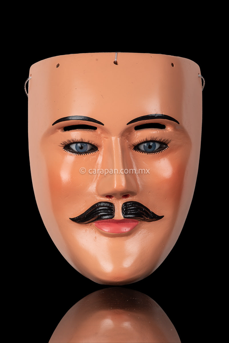 Kurpite Dance Mask Man with Mustache and Blue eyes 