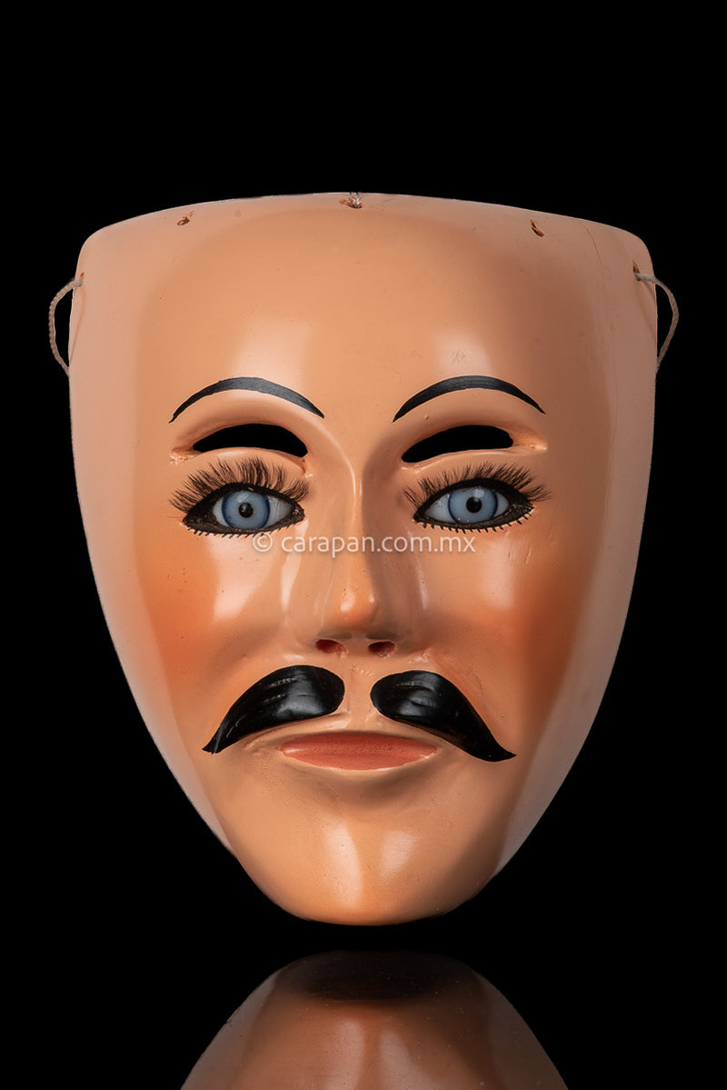 Kurpite dance Mask Man with blue eyes and moustache